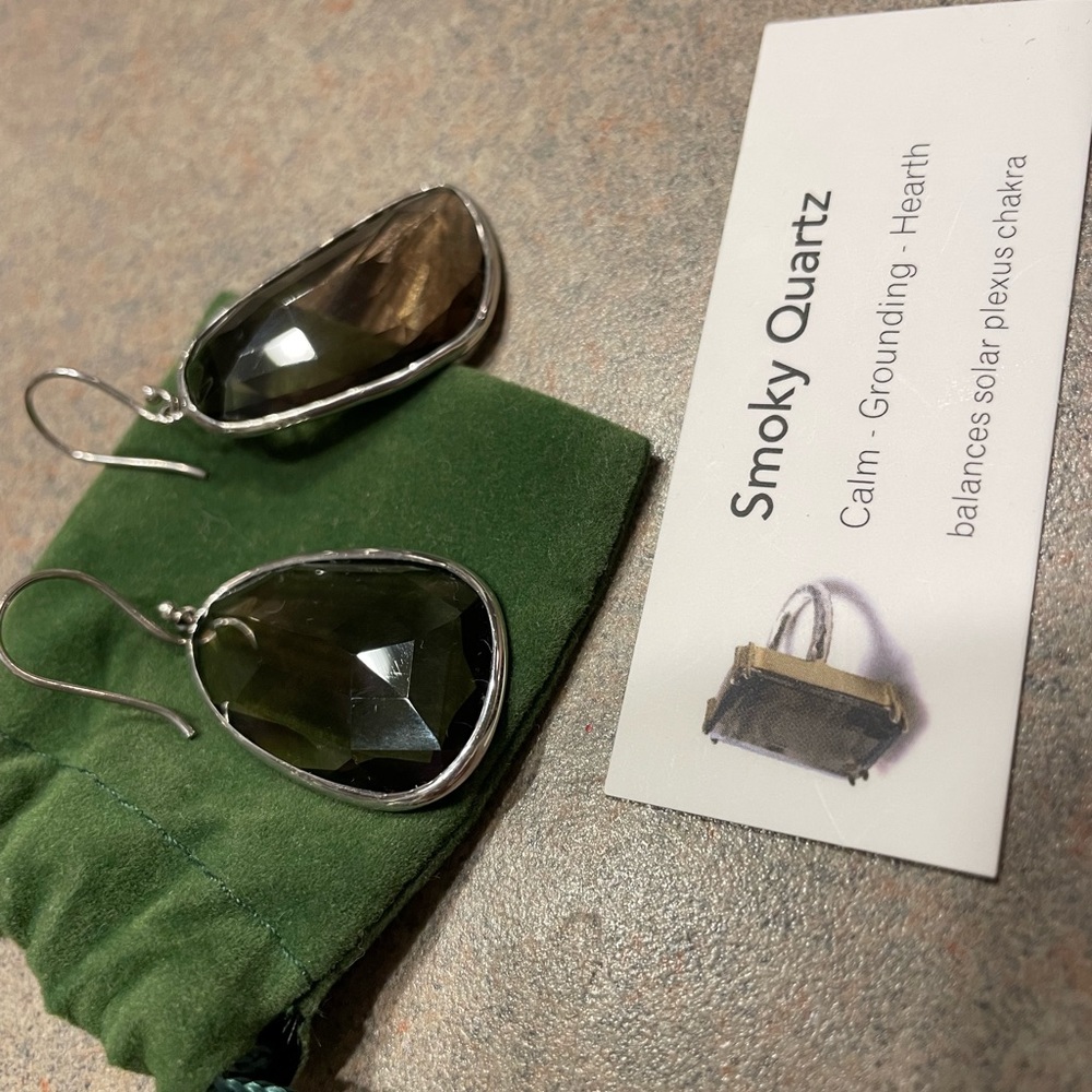 Emily Rose drop Smokey quartz sterling silver earrings